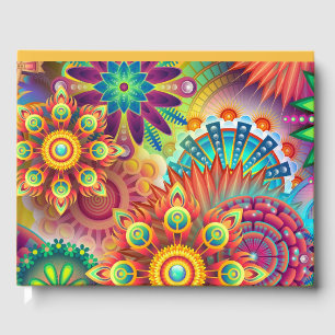 Psychedelic Floral Pattern Guest Book