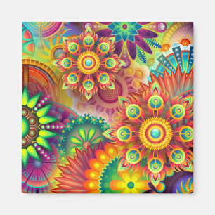 Psychedelic Floral Pattern  Magnet