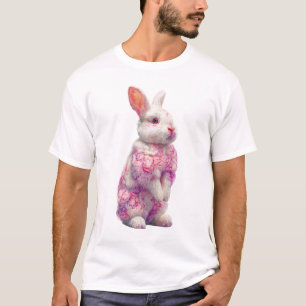 Psychedelic Floral Pattern Rabbit Men T-Shirt