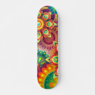 Psychedelic Floral Pattern Skateboard