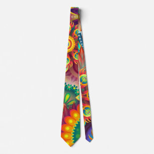 Psychedelic Floral Pattern  Tie