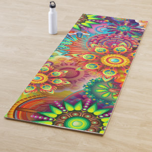 Psychedelic Floral Pattern  Yoga Mat