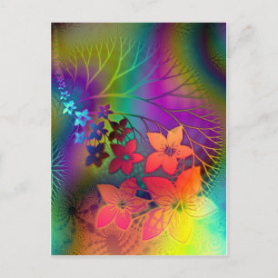 Psychedelic Floral Postcard