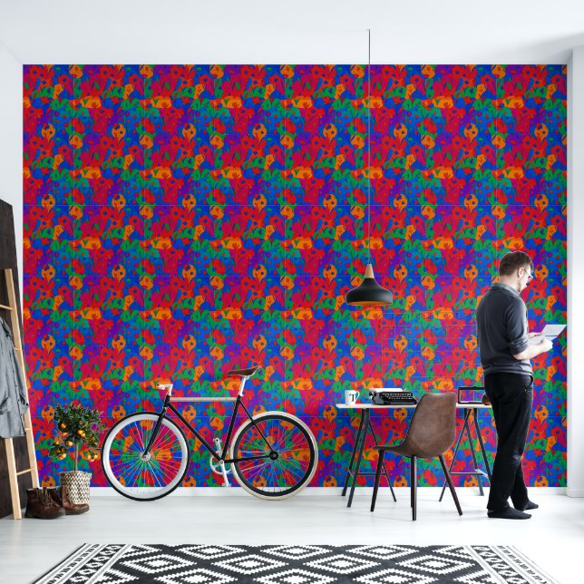 Psychedelic floral Wallpaper (Living Room)