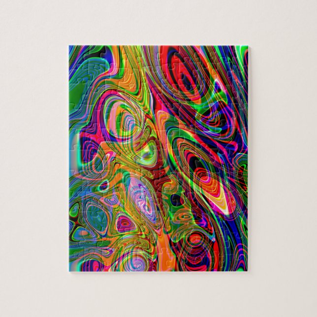 Psychedelic Florescent Abstract Twirls Jigsaw Puzzle (Vertical)
