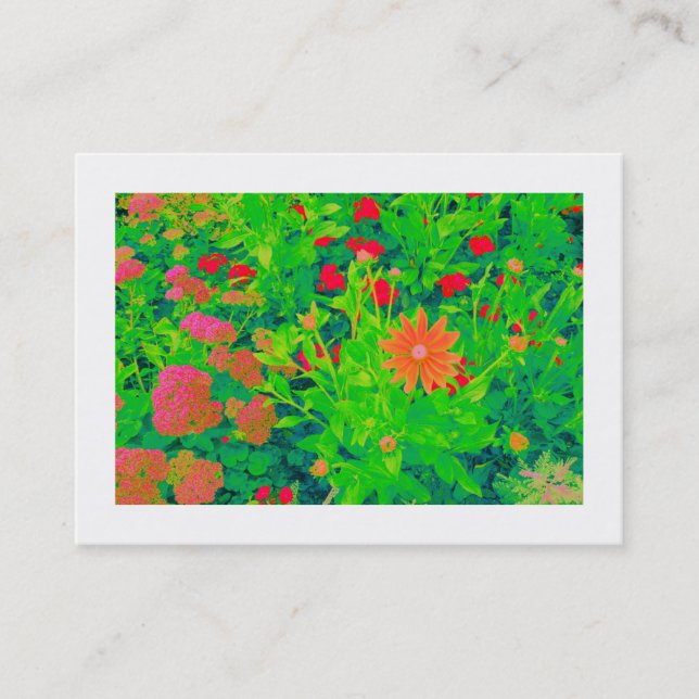 Psychedelic Flower Bed (Bordered) Business Card (Front)