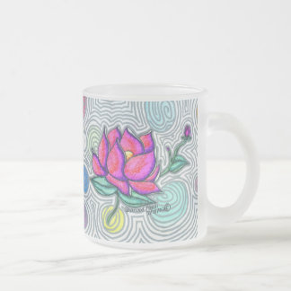 Psychedelic Flower Frosted Glass Coffee Mug