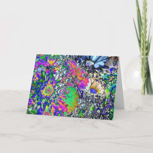 Psychedelic Flower-Power Birthday!-Humour Card (Front)
