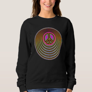 Psychedelic Flower Power Cut Out PEACE sign 1 - Fa Sweatshirt