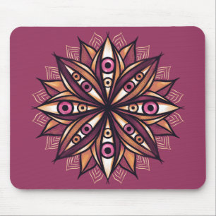 Psychedelic Flower with Trippy Creepy Eyes Mouse Pad