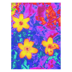 psychedelic flowers 4 tablecloth
