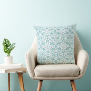 Psychedelic Flowers And Hearts Seagrass Throw Pillow