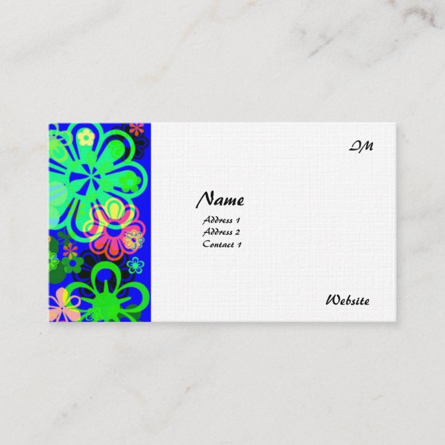 PSYCHEDELIC FLOWERS BUSINESS CARDS - CALLING CARDS (Front)