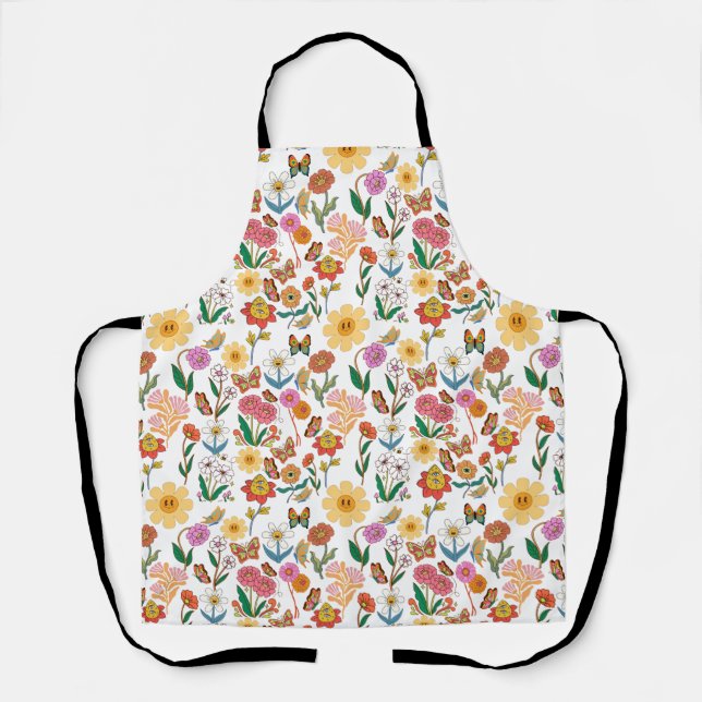 Psychedelic Flowers Pattern Apron (Front)
