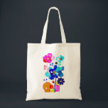 Psychedelic Fluid Abstract Colorful Flowers Tote Bag<br><div class="desc">Carry a masterpiece of vibrant, free-spirited art wherever you go with this spectacular abstract floral tote bag. The vertical design flawlessly showcases a stunning arrangement of fluid, psychedelic flowers. The overlapping, translucent petals in bright magenta, electric cyan, deep blue, and orange pop beautifully against the bag's surface. What makes this...</div>