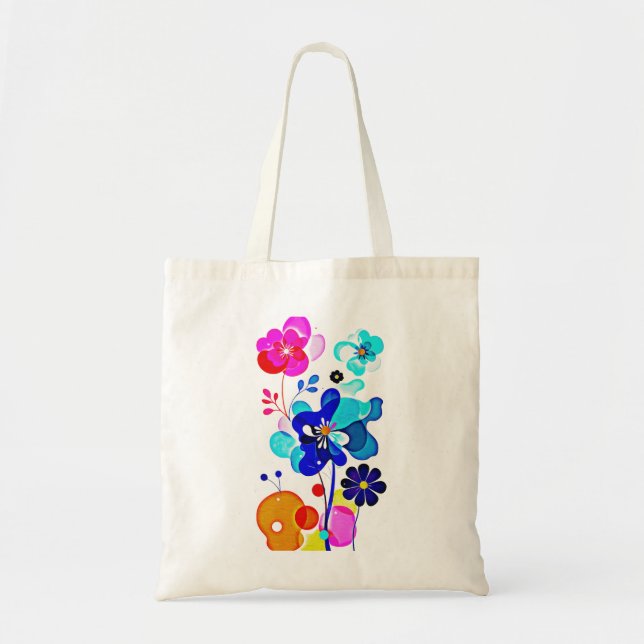 Psychedelic Fluid Abstract Colorful Flowers Tote Bag (Front)