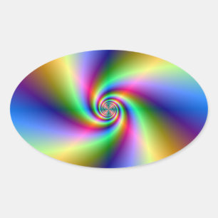 Psychedelic Four Wind Spiral Oval Sticker