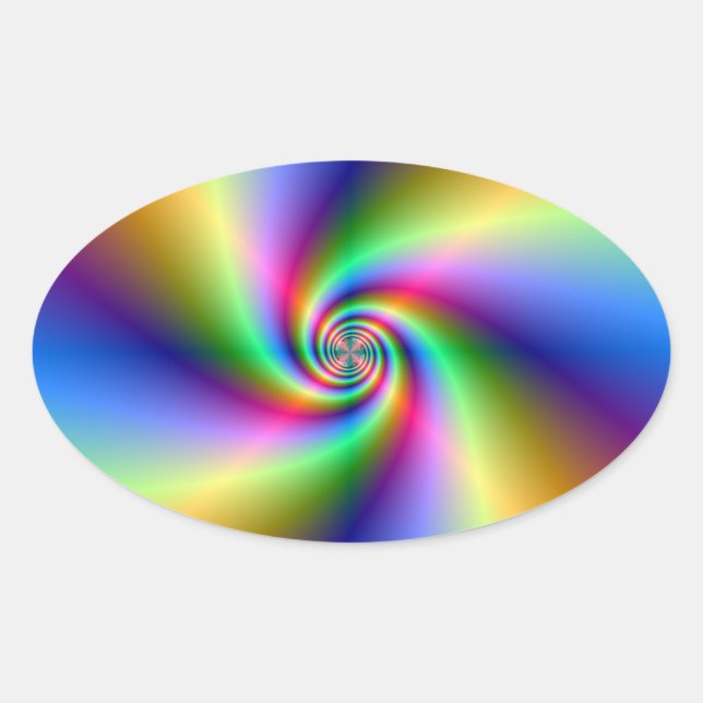 Psychedelic Four Wind Spiral Oval Sticker (Front)