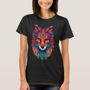 Psychedelic Fox Trippy Boho Indigenous Art Spirit  T-Shirt