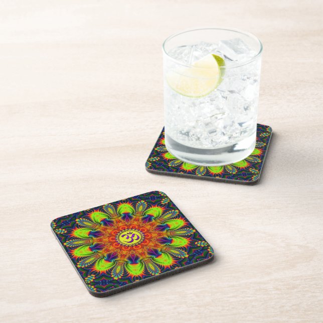 Psychedelic Fractal Kaleidoscope Om Set of 6 Coaster (Right Side)