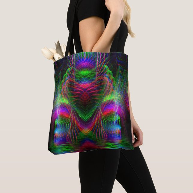 Psychedelic Fractal Love Tote Bag (Close Up)