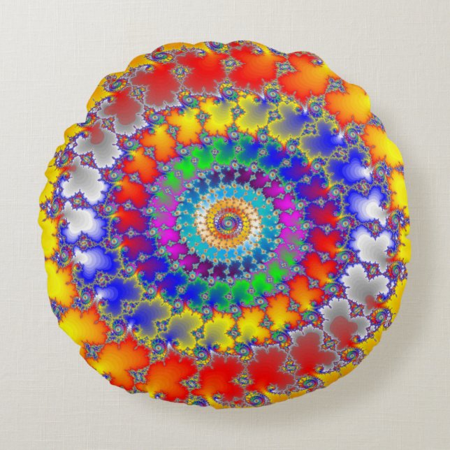 Psychedelic Fractal Round Pillow (Front)