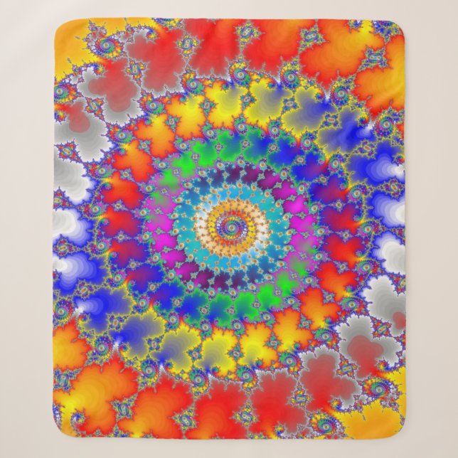 Psychedelic Fractal Sherpa Blanket (Front)