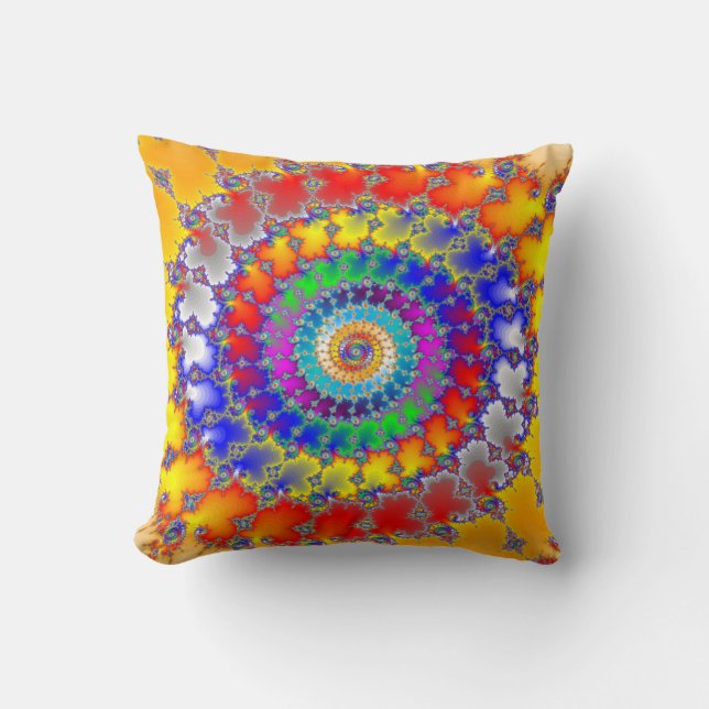 Psychedelic Fractal Throw Pillow (Front)