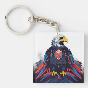 Psychedelic Freedom: American Eagle in ColoT-Shirt Keychain