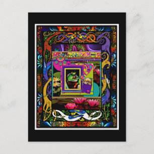 Psychedelic Frog Print With Bonus Monkey Pocket Postcard