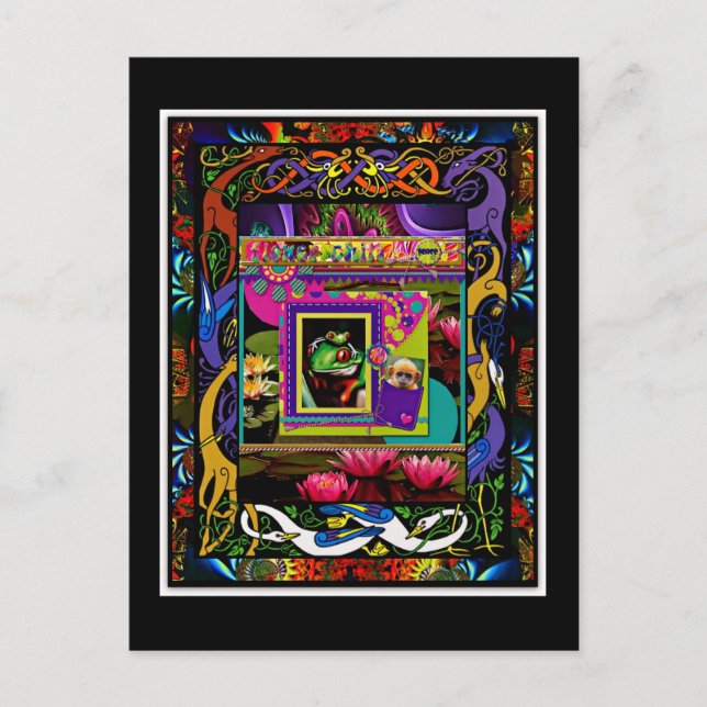 Psychedelic Frog Print With Bonus Monkey Pocket Postcard (Front)