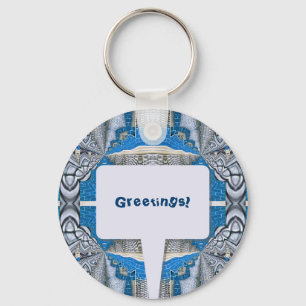 Psychedelic Fun Fractal Pattern & Text Keychain