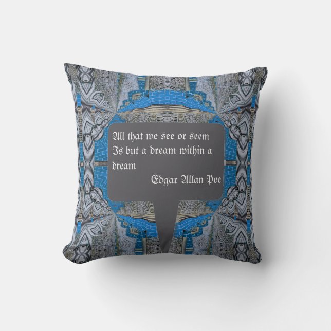 Psychedelic Fun Fractal Pattern & Text Throw Pillow (Front)