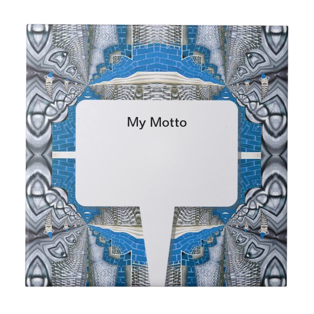 Psychedelic Fun Fractal Pattern & Text Tile (Front)