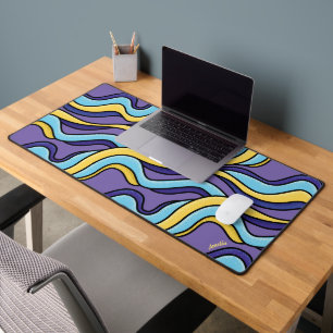 Psychedelic Funky Colourful Waves Name Desk Mat