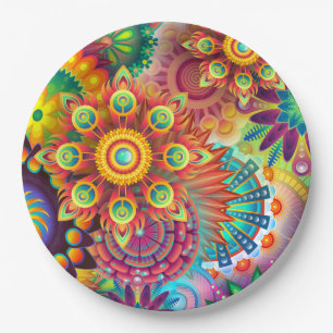 Psychedelic Garden Personalized Paper Plate