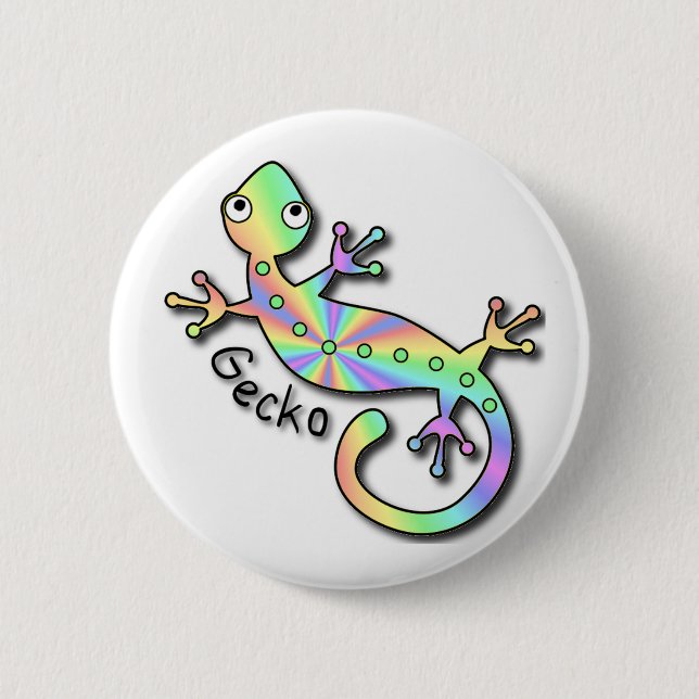 Psychedelic Gecko 2 Inch Round Button (Front)