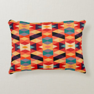 Psychedelic Geometric Background: Vintage Grunge. Accent Pillow