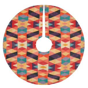 Psychedelic Geometric Background: Vintage Grunge. Brushed Polyester Tree Skirt