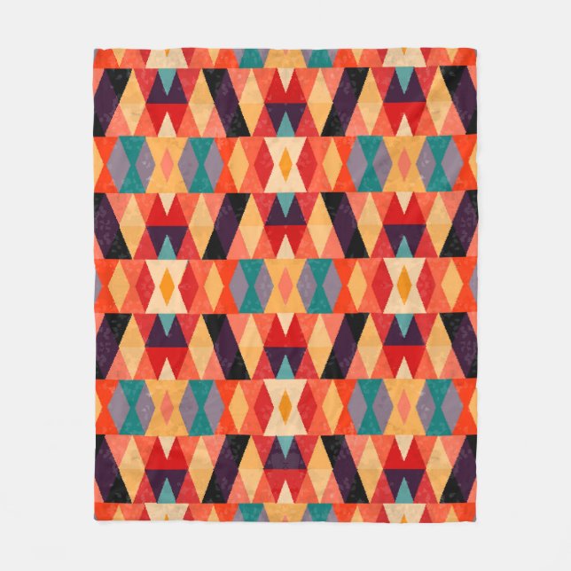 Psychedelic Geometric Background: Vintage Grunge. Fleece Blanket (Front)