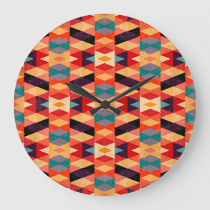 Psychedelic Geometric Background: Vintage Grunge. Large Clock