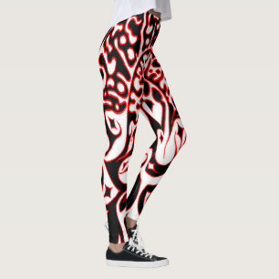 Psychedelic Ghost - Black White and Red Leggings