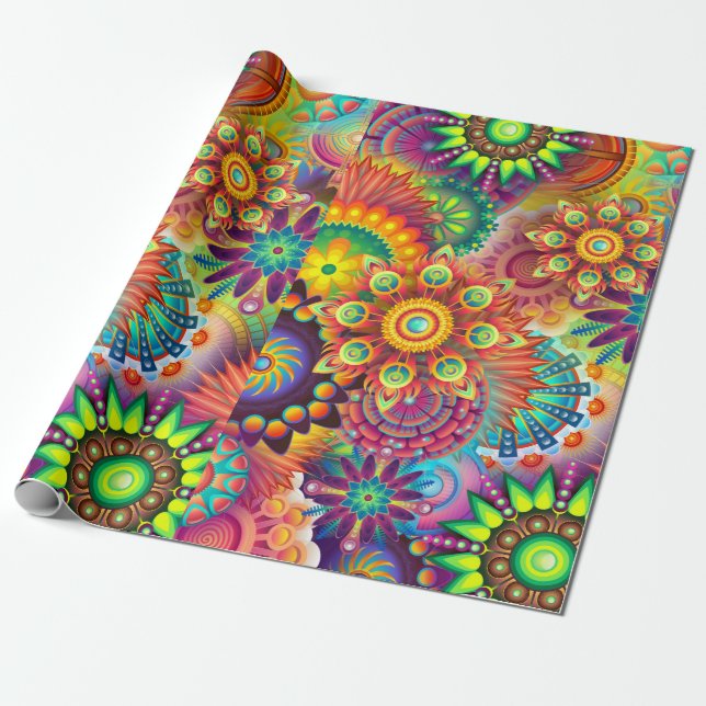 Psychedelic Gift Wrapping Paper (Unrolled)