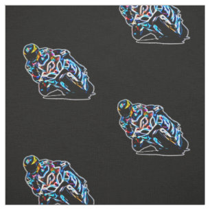 Psychedelic Glowing Racing Bike Motorcycle Rider Fabric