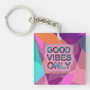 Psychedelic "Good Vibes Only" Text Graphic Keychain