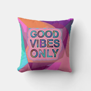Psychedelic "Good Vibes Only" Text Graphic Throw Pillow