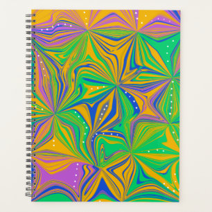 Psychedelic Green Mix Abstract Colourful Planner