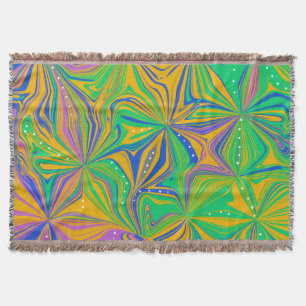 Psychedelic Green Mix Abstract Colourful Throw Blanket