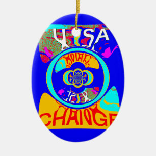 Psychedelic Groove: Pop Art Abstract Energy Ceramic Ornament