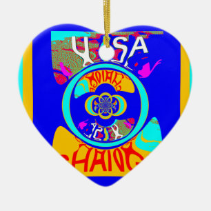 Psychedelic Groove: Pop Art Abstract Energy Ceramic Ornament